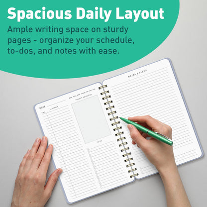 Sweetzer & Orange Daily Planner Notebook – Undated Two-Page Daily Layout with Hourly Schedule, To-Do List, Priorities, and Notes – 6.5" x 9.5" Spiral Bound Productivity Organizer – 160 Pages