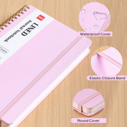 deli Pink Lined Spiral Journal Notebook, 160 Pages, A5 (5.5"x8") Hardcover Writing Notebook, College Ruled Spiral Bound Journal for Women & Men - Perfect for Work, School, Office & Note Taking