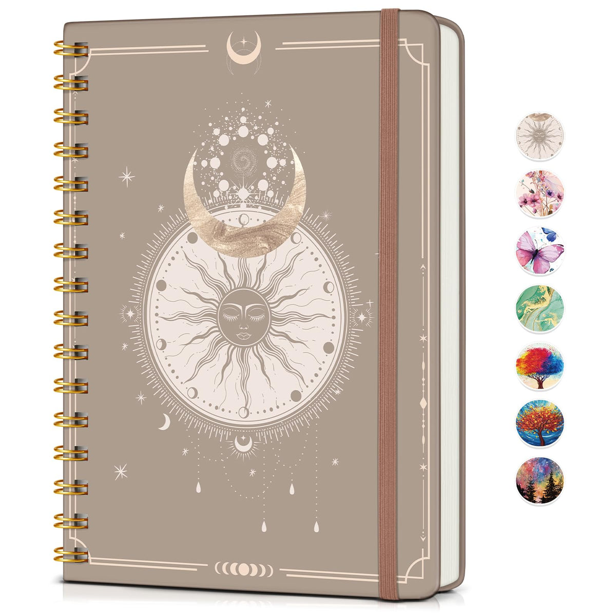 Lined Spiral Journal Notebook, A5 Hardcover Spiral Journals for Women Men, 150 Numbered Pages Spiral Bound Notebook, 100 GSM College Ruled Notebooks for Work, Note Taking 5.75" x 8.38", Olive Green