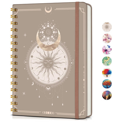 Lined Spiral Journal Notebook, A5 Hardcover Spiral Journals for Women Men, 150 Numbered Pages Spiral Bound Notebook, 100 GSM College Ruled Notebooks for Work, Note Taking 5.75" x 8.38", Olive Green