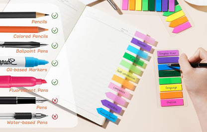 (2000 Pcs) Translucent Bright Sticky Tabs and Arrow Flags for Notebooks