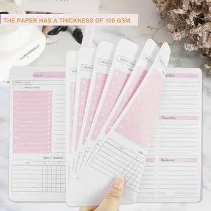 Undated Weekly Planner, A5 Personal Goals Journal Non Dated Weekly Planner to Do List Notebook with Goal Habit Tracker Organizer, Cute Undated Week Planners with Spiral Binding for Kids School Work