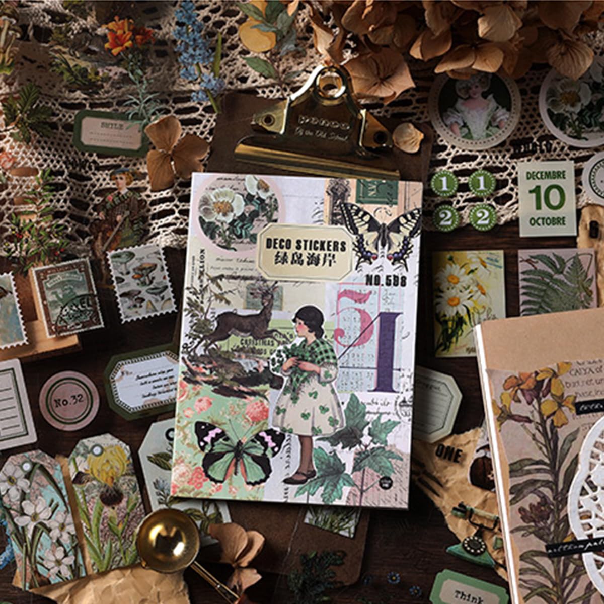 Vintage Stickers 20 Sheets Scrapbooking Supplies Journaling Decals (Nature)