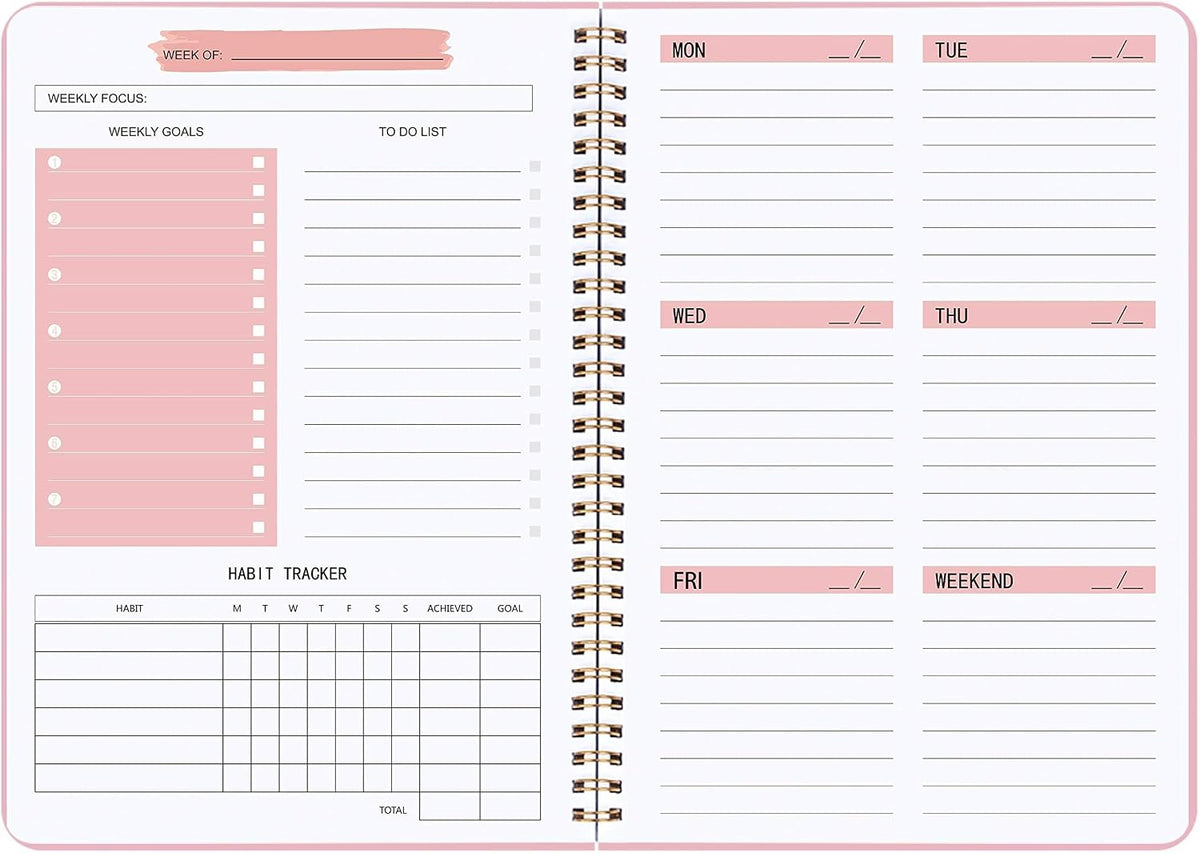Undated Weekly Planner With Habit Tracker & To Do List 5.7 x 8.0 inch