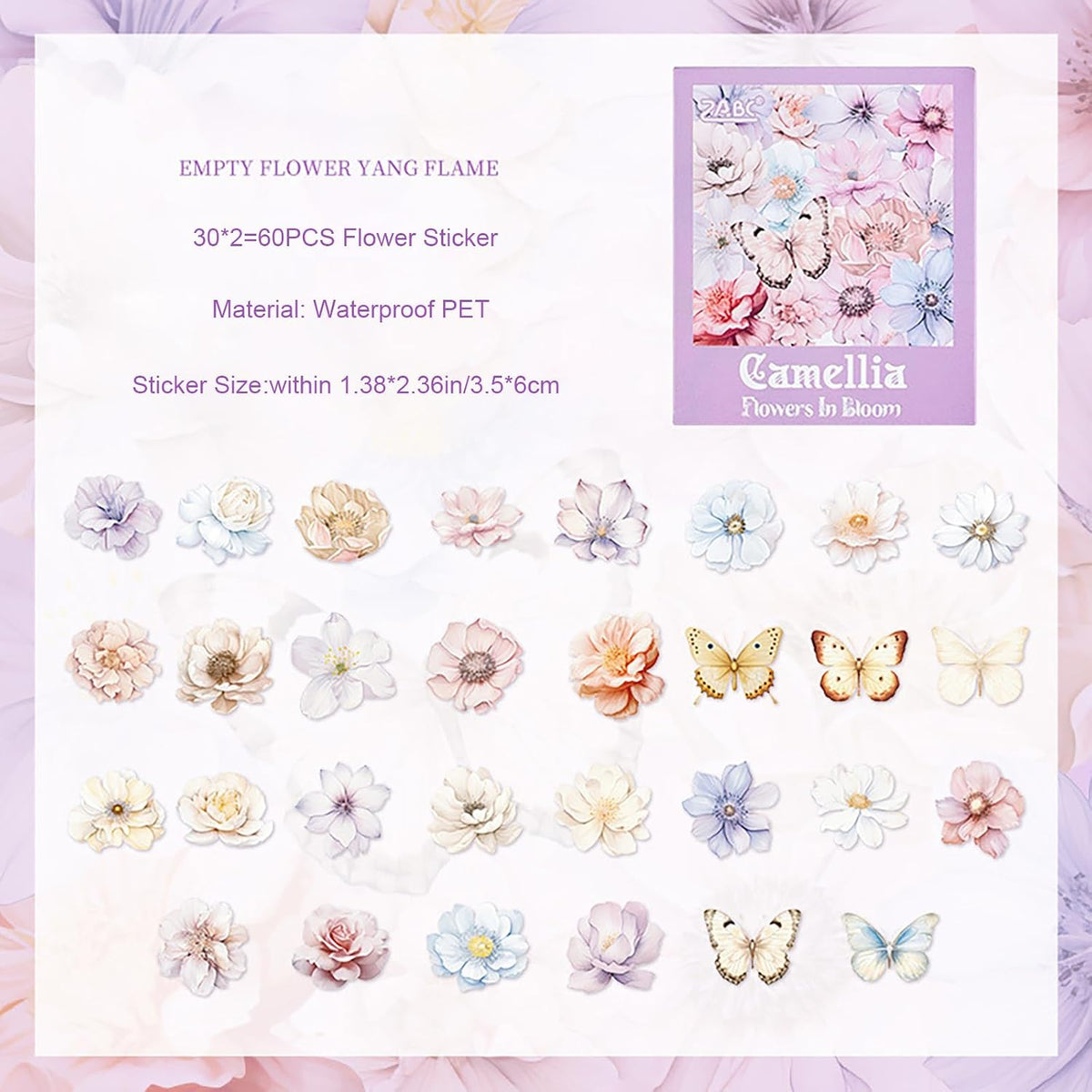 Doraking 60 Pieces Glitter Shiny Flower Stickers for Journaling Art Crafts