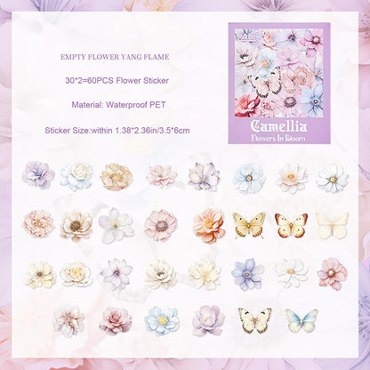 Doraking 60 Pieces Glitter Shiny Flower Stickers for Journaling Art Crafts