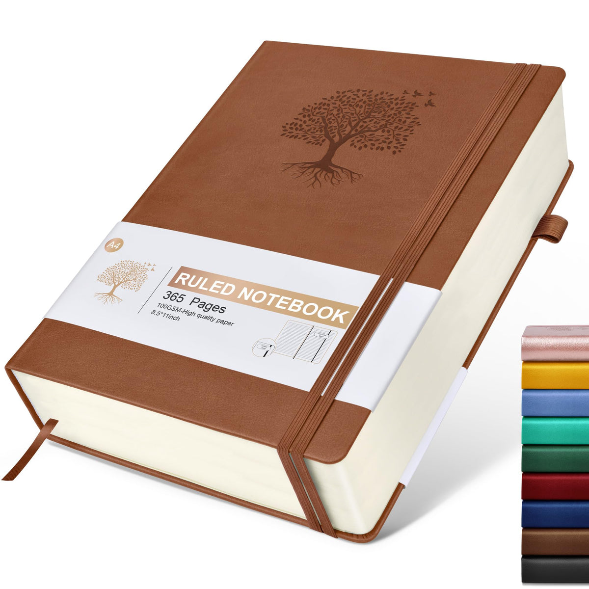 Lined Journal Notebook -365 Pages A5 Thick Journals for Writing Ruled Notebook, Hardcover Leather Journal for Women Men Daily Journal Notebook for Work, Note Taking, 100Gsm Lined Paper( 5.75'' X 8.38'' Green)