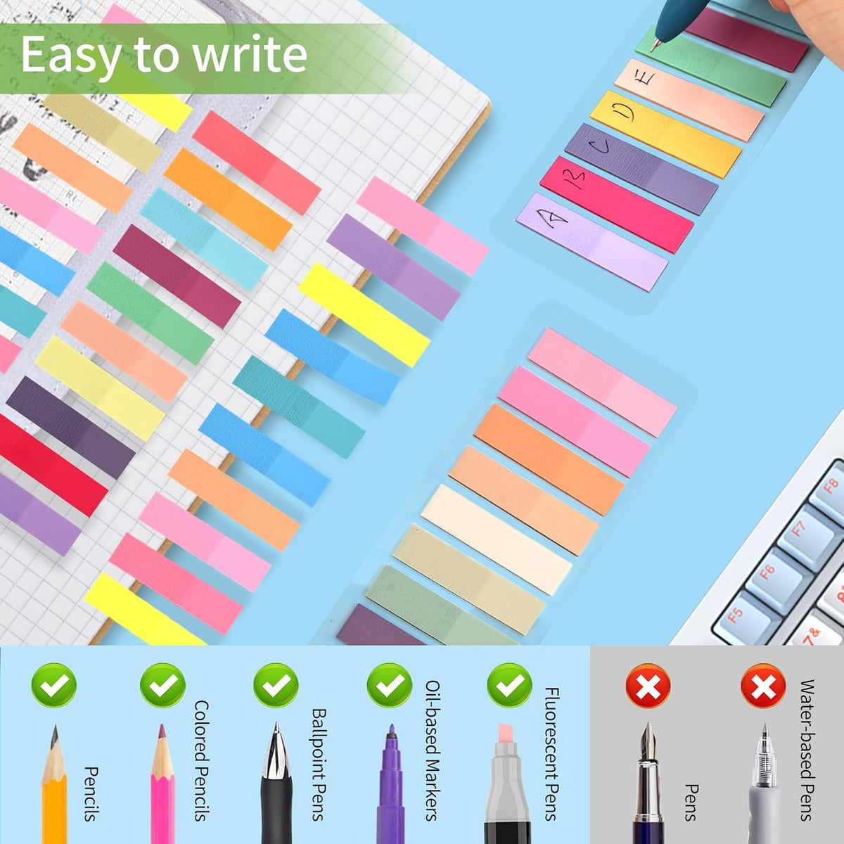 Lysas 1200 Pcs Morandi Sticky Tabs, Translucent Book Tabs Page Markers