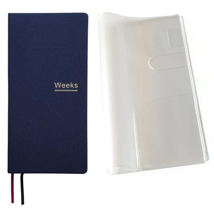 Undated Weekly Planner Notebook Pocket Organizer Appointment Book Journal Notebook A6 Week Plan Notepad (Beige with cover)