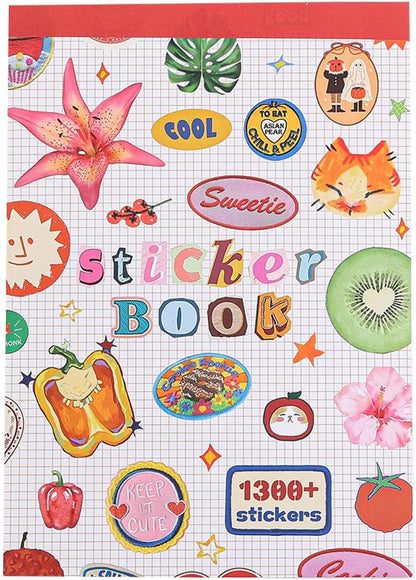 Girl's Korean Sticker Book, Food and Daily Life Theme - 1300+ Cute Dream Style Foodie Stickers, for DIY Scrapbooking Journaling Handbook Decoration Pink