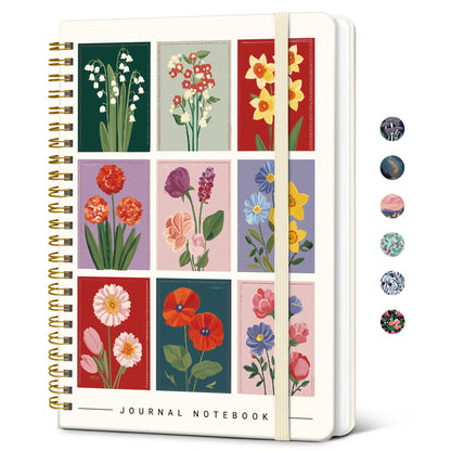 Taja Lined Spiral Journal Notebook for Women, Pretty College Ruled Notebook for Work & Note Taking, A5 Hardcover Journal for Writing, Cute Aesthetic 140 Pages, Butterfly