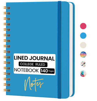 Lined Spiral Journal Notebook, A5 College Ruled Notebook for Note-Taking