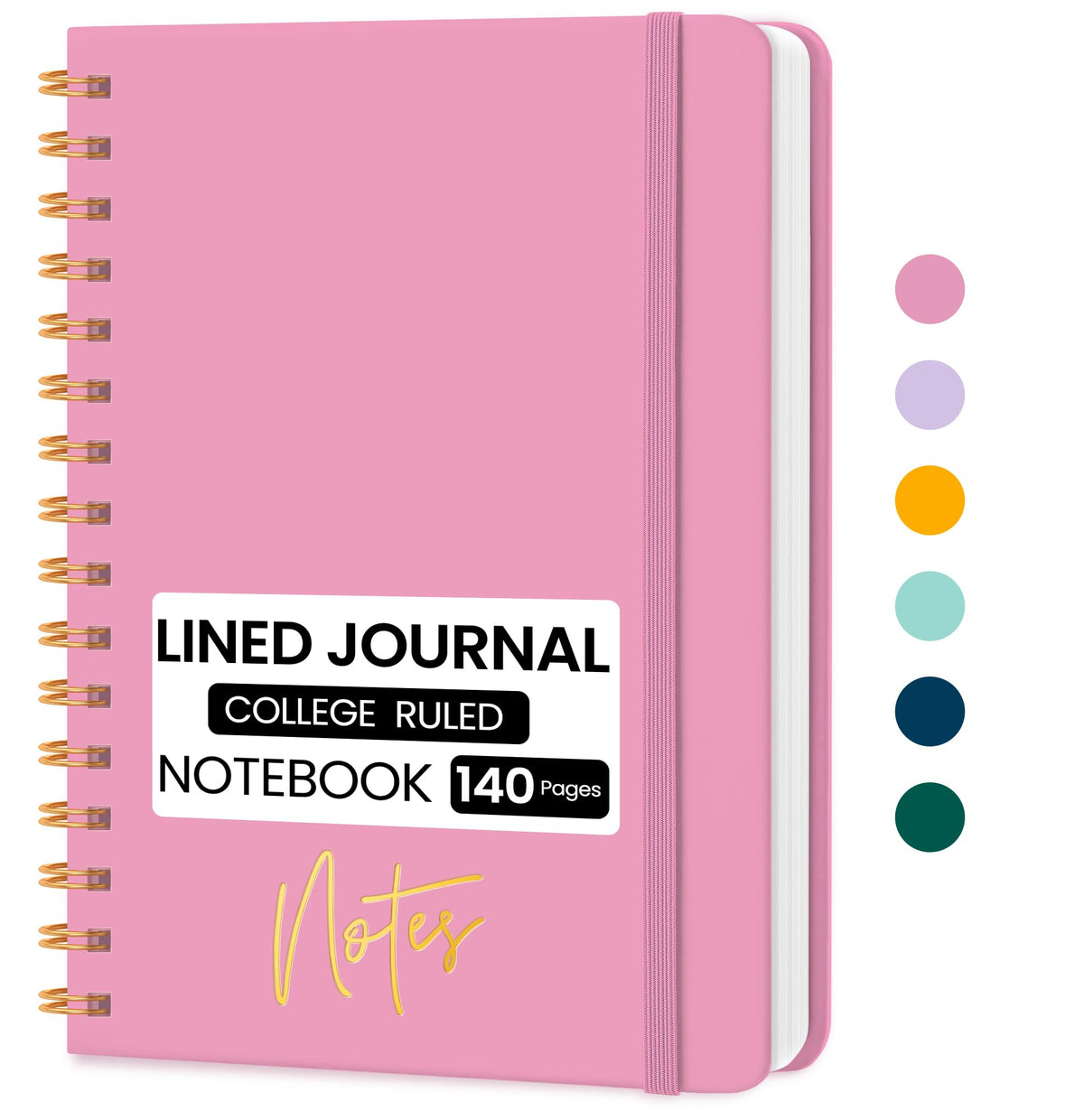 Lined Spiral Journal Notebook, A5 College Ruled Notebook for Note-Taking
