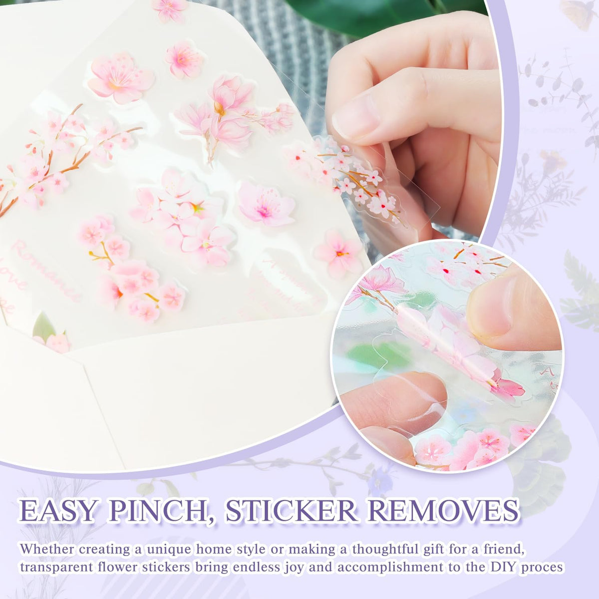 160Pcs Natural Flower Stickers for Scrapbooking,Self-Adhesive Transparent Flower Stickers Scrapbook Supplies Journaling Supplies for Adult Card Making Letters DIY Water Bottle Cards Decoration