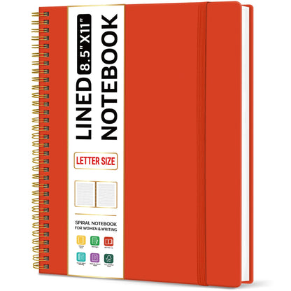 Taja Large Spiral Lined Notebook for Work, Journal for Women & Men