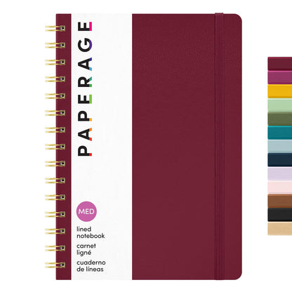 PAPERAGE Lined Spiral Journal Notebook, (Whimsical Garden), 160 Pages, Hardcover Journal for Women & Men, Medium 5.5 in x 8 in - 100 GSM, Thick Paper, Spiral Notebook for Work, School & Journaling