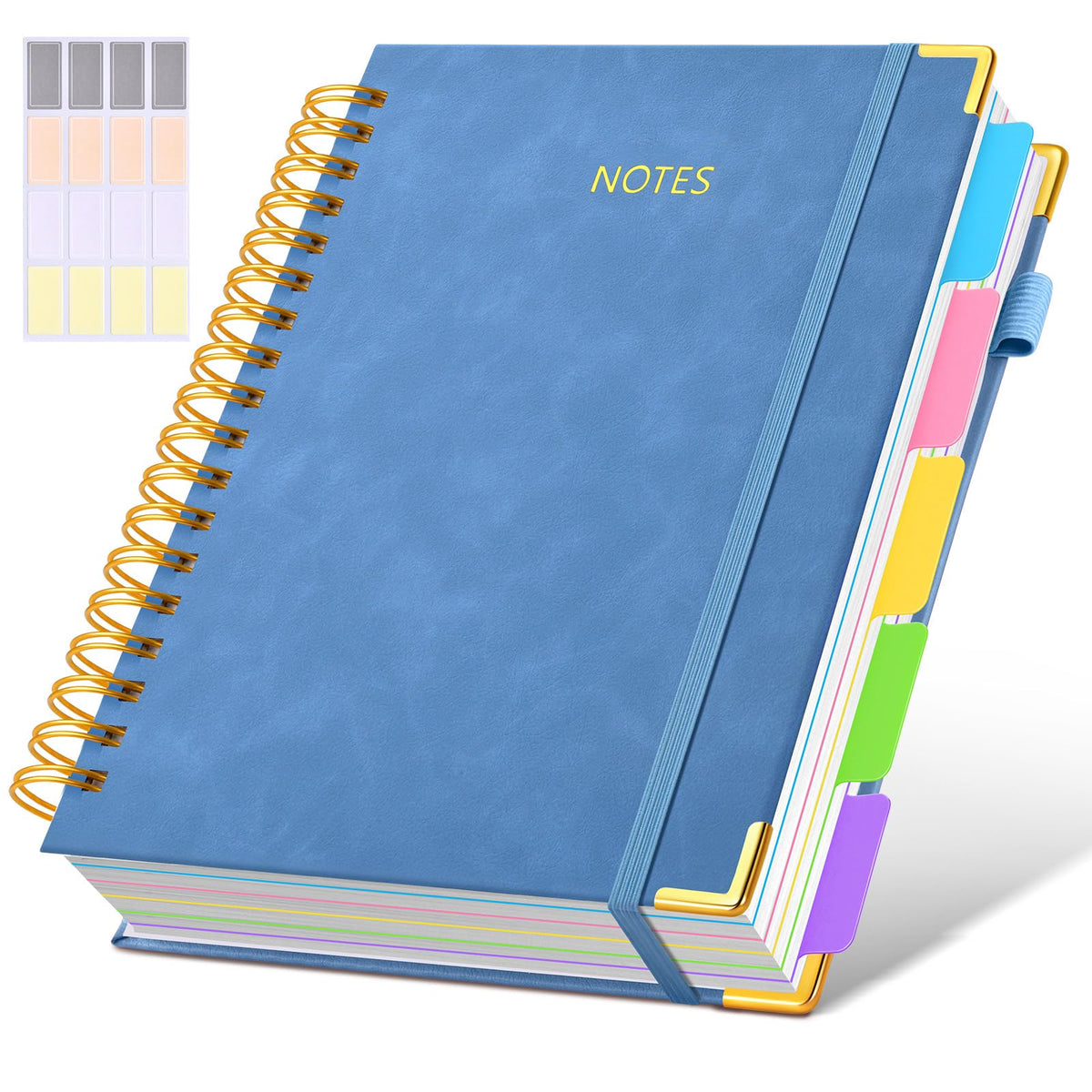 Hardcover Spiral Notebook journal with Removable Dividers Tabs, 300 Pages Leather 5 Subject Notebook College Ruled, 8"x10" Large B5 Notebooks for Work School Note taking, Lined Journal for Women,Pink