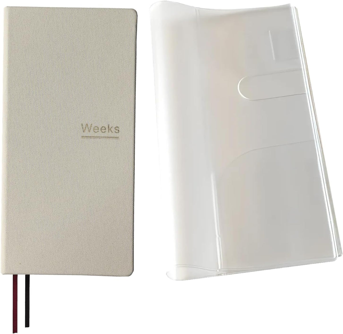 Undated Weekly Planner Notebook Pocket Organizer Appointment Book Journal Notebook A6 Week Plan Notepad (Beige with cover)