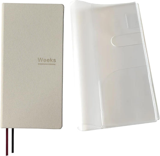 Undated Weekly Planner Notebook Pocket Organizer Appointment Book Journal Notebook A6 Week Plan Notepad (Beige with cover)