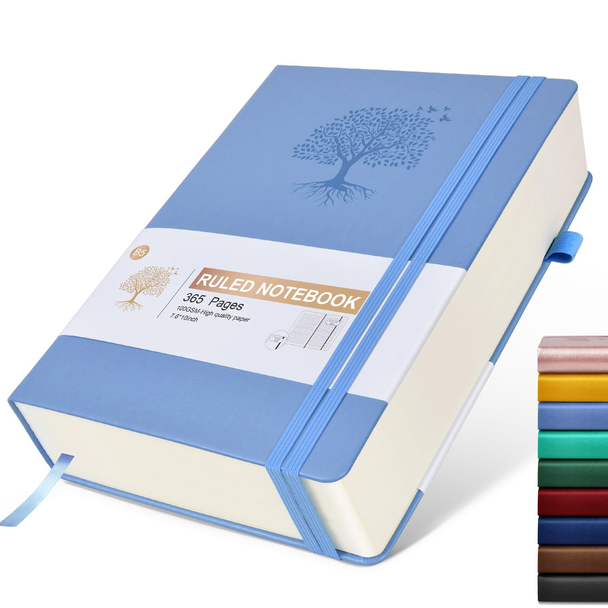 Lined Journal Notebook -365 Pages A5 Thick Journals for Writing Ruled Notebook, Hardcover Leather Journal for Women Men Daily Journal Notebook for Work, Note Taking, 100Gsm Lined Paper( 5.75'' X 8.38'' Green)