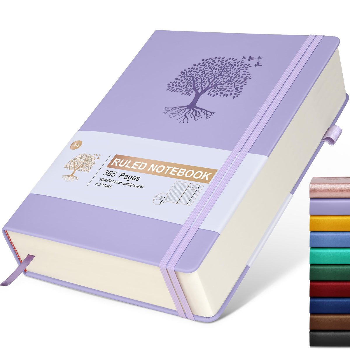 Lined Journal Notebook -365 Pages A5 Thick Journals for Writing Ruled Notebook, Hardcover Leather Journal for Women Men Daily Journal Notebook for Work, Note Taking, 100Gsm Lined Paper( 5.75'' X 8.38'' Green)