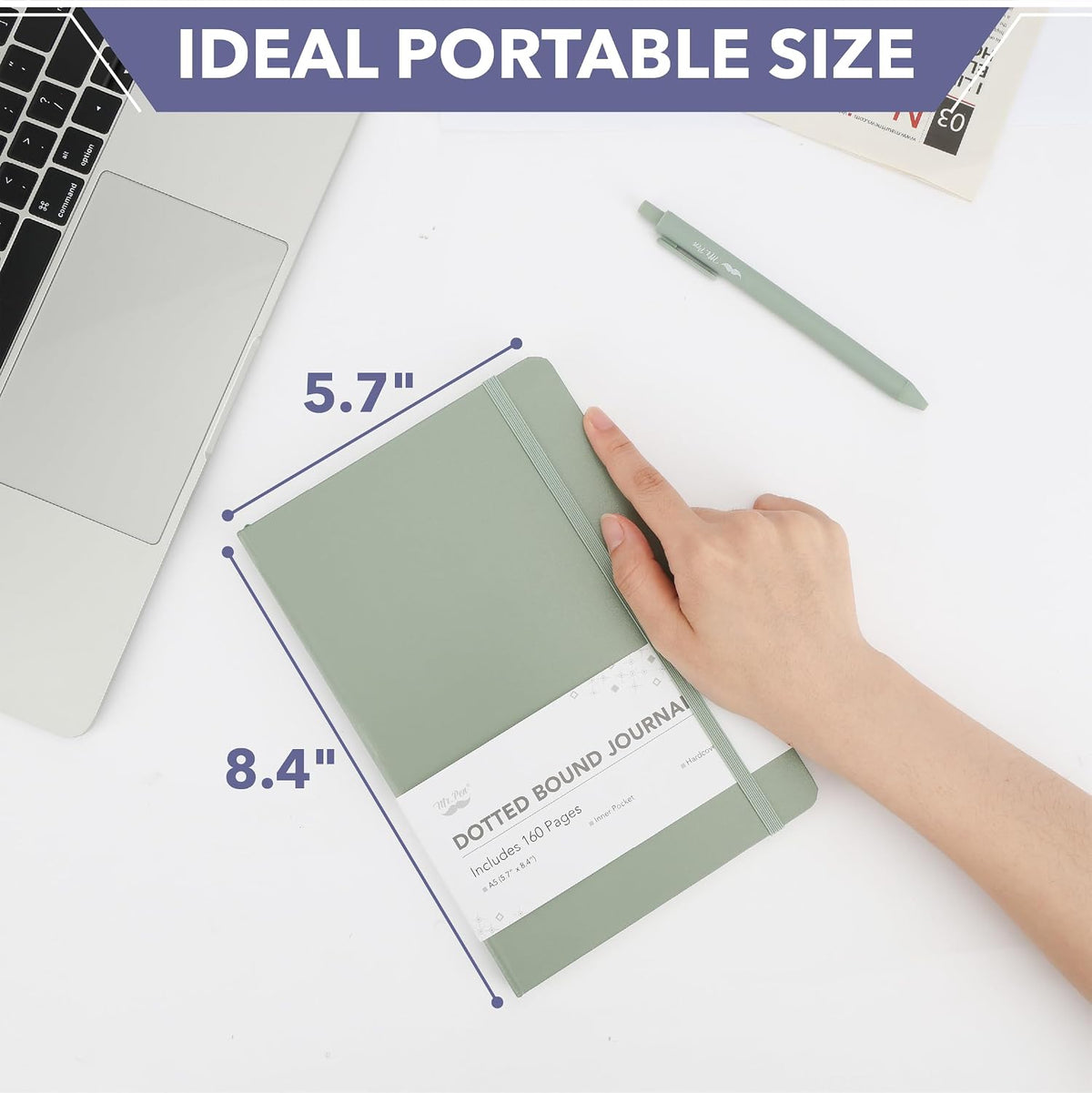 Mr. Pen- Dotted Journal Notebook, A5(5.7" x 8.4"), 160 Pages