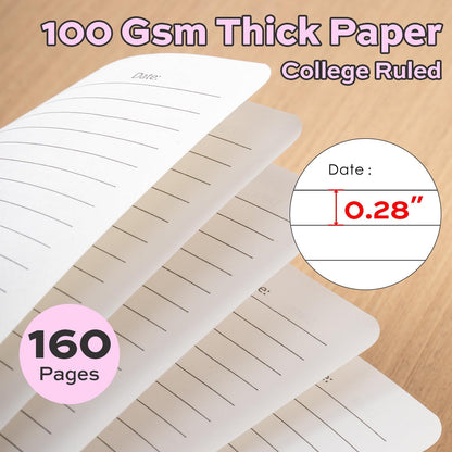 deli Pink Lined Spiral Journal Notebook, 160 Pages, A5 (5.5"x8") Hardcover Writing Notebook, College Ruled Spiral Bound Journal for Women & Men - Perfect for Work, School, Office & Note Taking