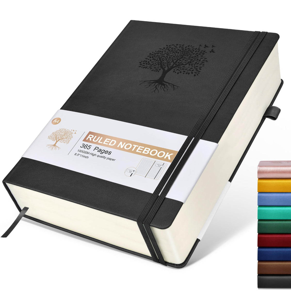Lined Journal Notebook -365 Pages A5 Thick Journals for Writing Ruled Notebook, Hardcover Leather Journal for Women Men Daily Journal Notebook for Work, Note Taking, 100Gsm Lined Paper( 5.75'' X 8.38'' Green)