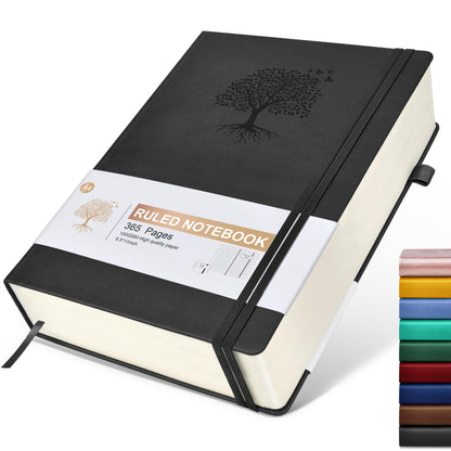Lined Journal Notebook -365 Pages A5 Thick Journals for Writing Ruled Notebook, Hardcover Leather Journal for Women Men Daily Journal Notebook for Work, Note Taking, 100Gsm Lined Paper( 5.75'' X 8.38'' Green)
