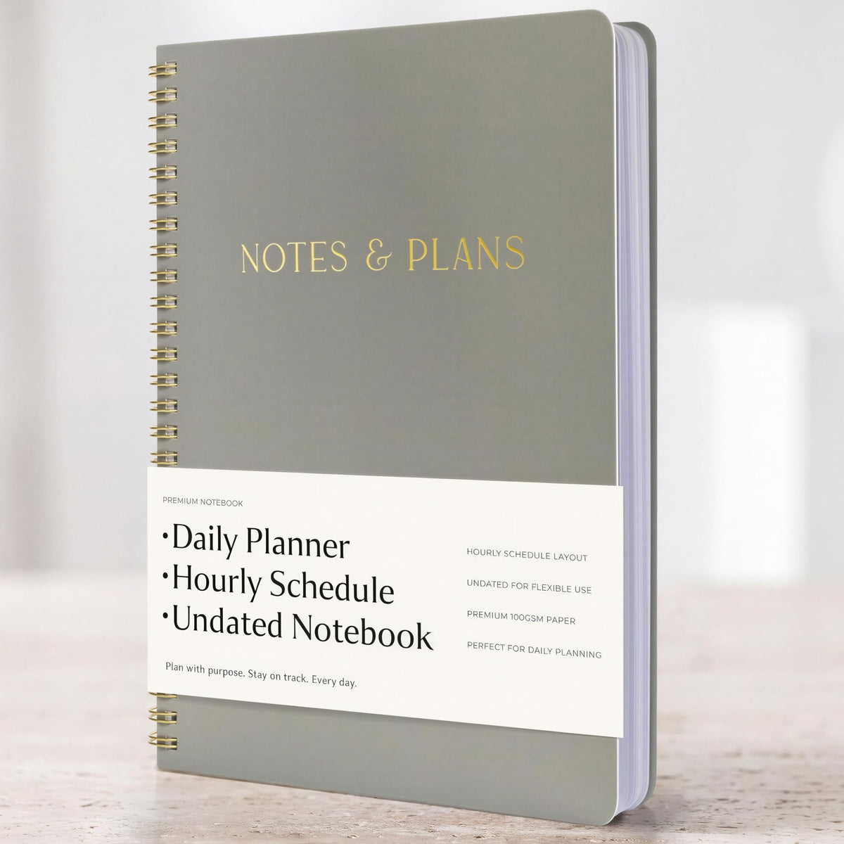 Beautiful Daily Planner And Notebook With Hourly Schedule - Spiral Notebook