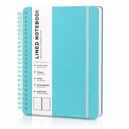 Lined Spiral Notebook for Women, A5 College Ruled Leather Spiral Journals