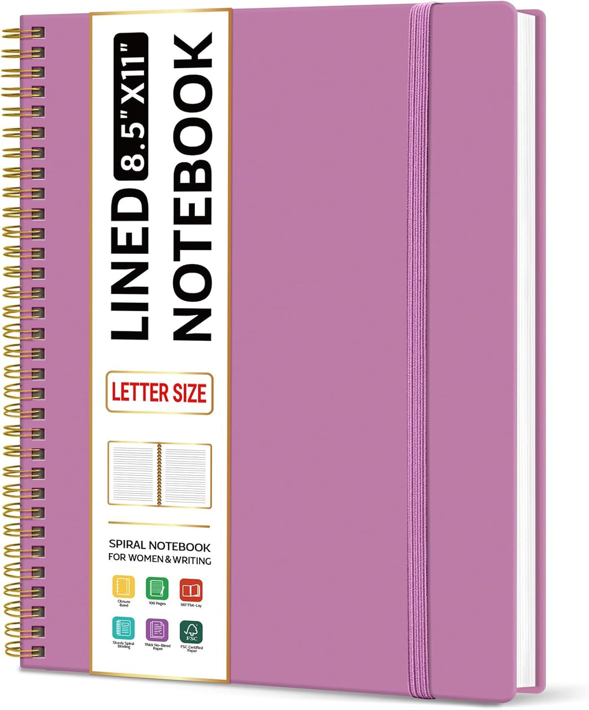 Taja Large Spiral Lined Notebook for Work, Journal for Women & Men
