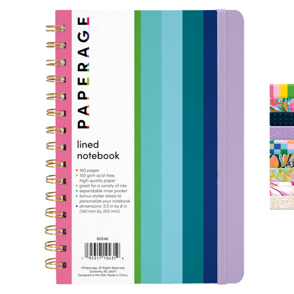PAPERAGE Lined Spiral Journal Notebook, (Whimsical Garden), 160 Pages, Hardcover Journal for Women & Men, Medium 5.5 in x 8 in - 100 GSM, Thick Paper, Spiral Notebook for Work, School & Journaling