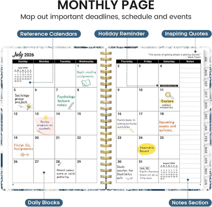 Planner 2026-2027, Jul 2026-Jun 2027 Academic Monthly & Weekly Planner