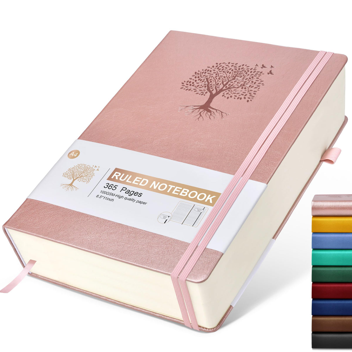 Lined Journal Notebook -365 Pages A5 Thick Journals for Writing Ruled Notebook, Hardcover Leather Journal for Women Men Daily Journal Notebook for Work, Note Taking, 100Gsm Lined Paper( 5.75'' X 8.38'' Green)