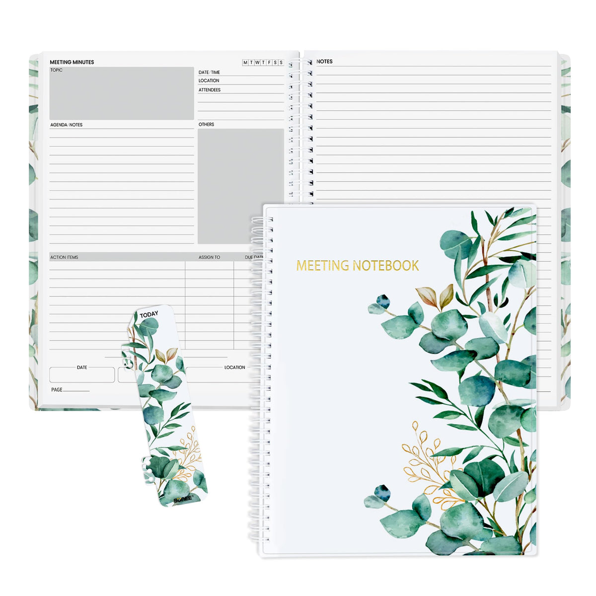 SUNEE Half Meeting Half Note - 7.5"x10" Professional Notebooks for Work - 160 Pages, B5 Size Project Planner, Spiral Meeting Agenda/Minutes Organizer for Women Men, Note Taking, Office & Business
