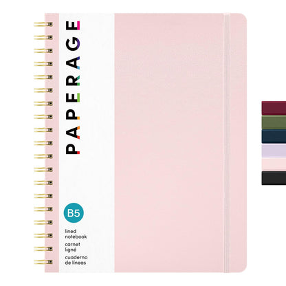 PAPERAGE Lined Spiral Journal Notebook, (Whimsical Garden), 160 Pages, Hardcover Journal for Women & Men, Medium 5.5 in x 8 in - 100 GSM, Thick Paper, Spiral Notebook for Work, School & Journaling