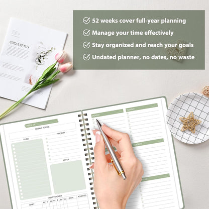 Undated Weekly Planner, Weekly To Do List Notebook, Daily Planner