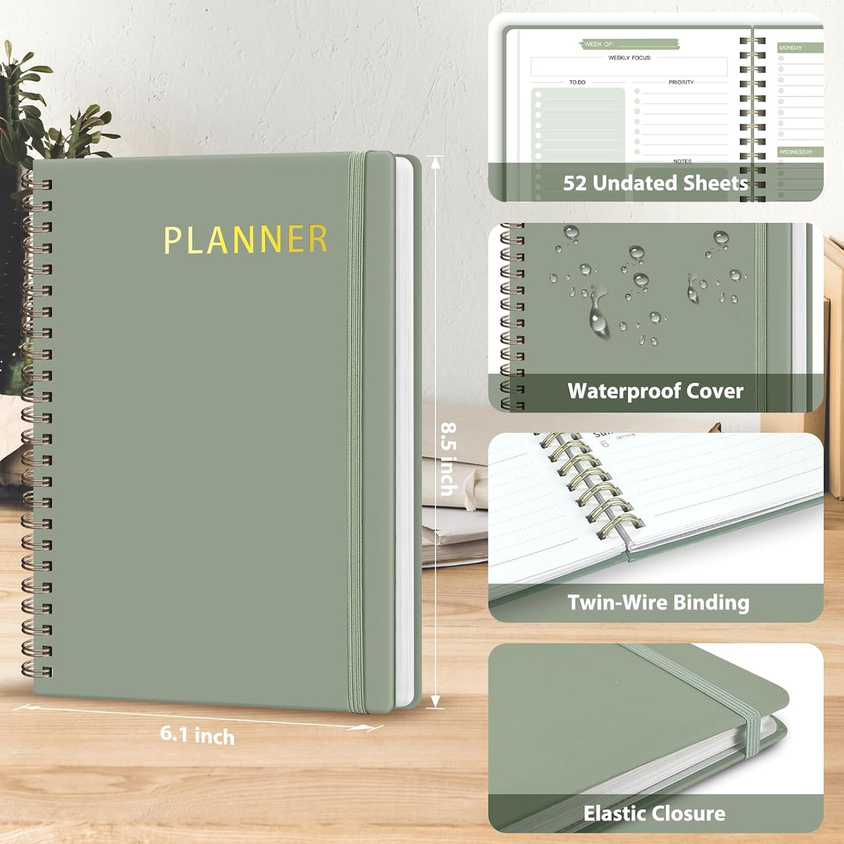 Undated Weekly Planner, Weekly To Do List Notebook, Daily Planner