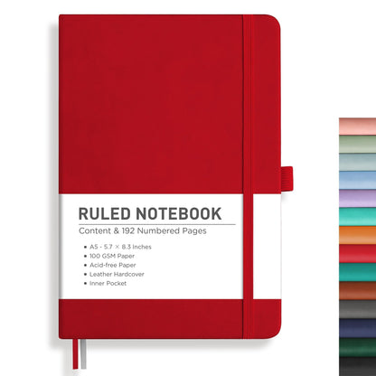 RETTACY Lined Journal Notebook, 192 Numbered Pages, A5 Size (5.7'' x 8.3'')