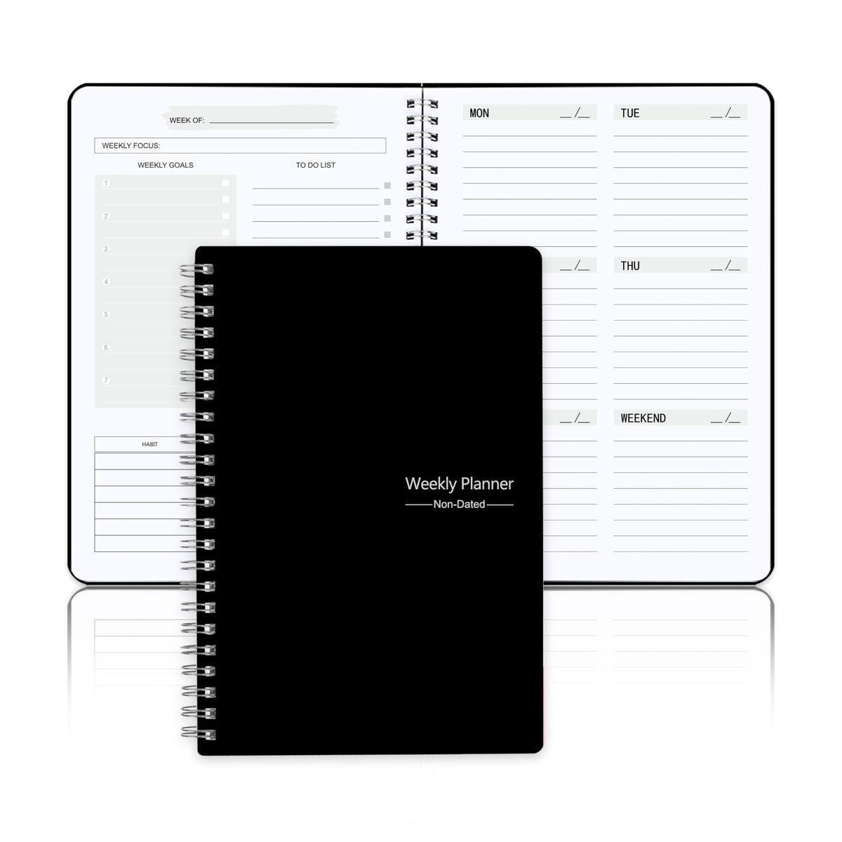 Undated Weekly Planner With Habit Tracker & To Do List 5.7 x 8.0 inch