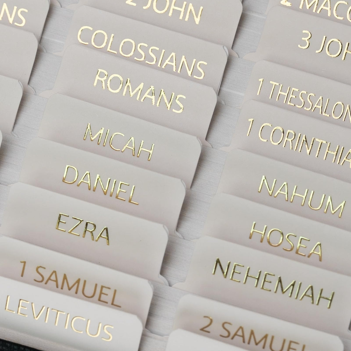 UPAFEXXI-Bible Tabs with Book Summaries, 3D Gold Foil Embossed Lettering