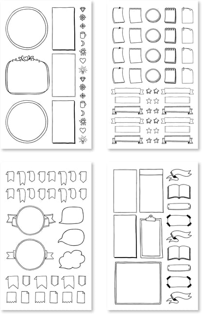 Rongrong Bullet Journal Sticker Book for Planners, Calendars, Journals and Projects – Premium Quality Hand Drawn Perfect for Adding Flair to Your Bullet Journal – Scrapbook Accessories – 24 Pages
