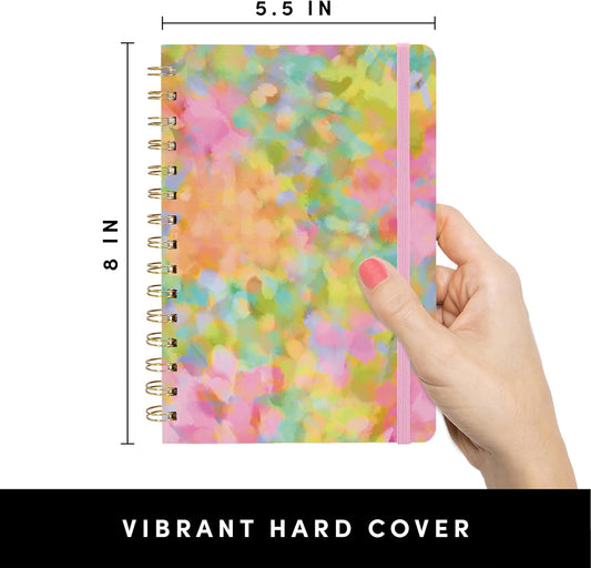 PAPERAGE Lined Spiral Journal Notebook, (Whimsical Garden), 160 Pages, Hardcover Journal for Women & Men, Medium 5.5 in x 8 in - 100 GSM, Thick Paper, Spiral Notebook for Work, School & Journaling