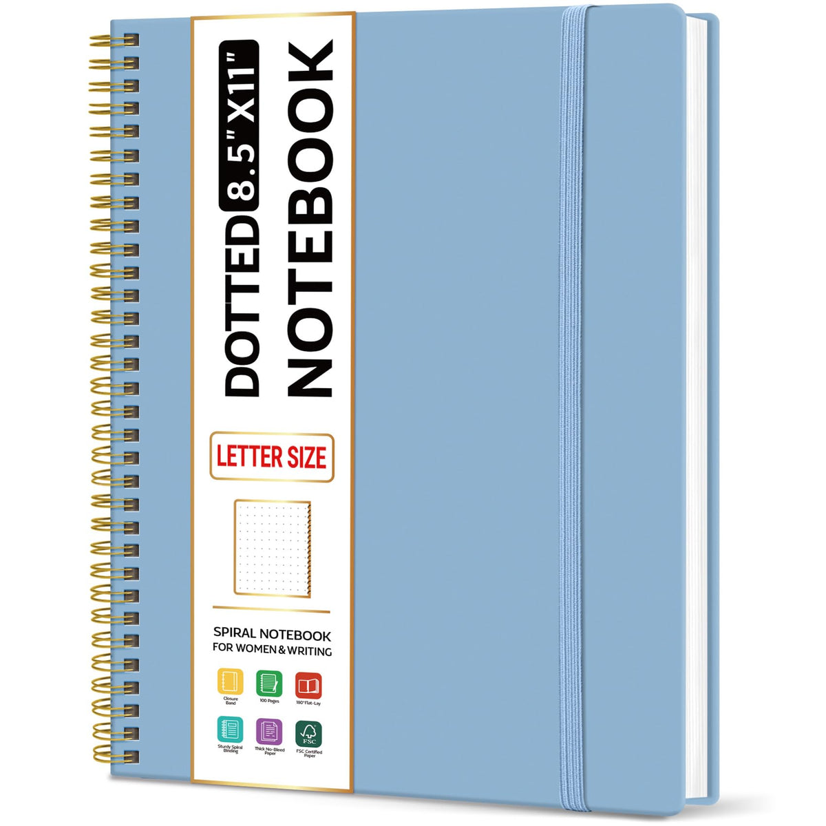 Taja Large Spiral Lined Notebook for Work, Journal for Women & Men