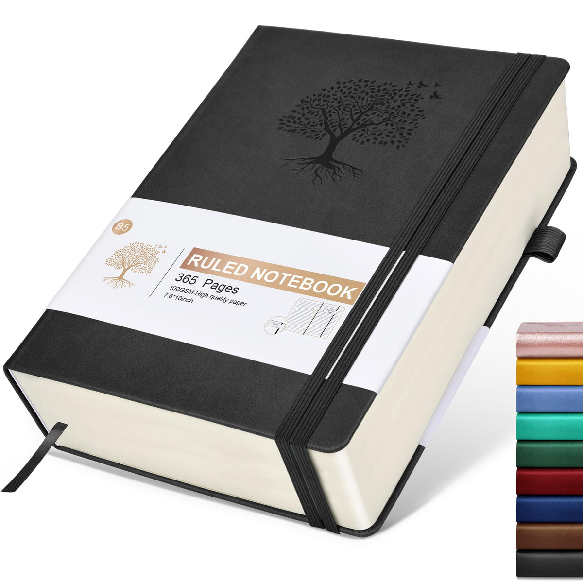 Lined Journal Notebook -365 Pages A5 Thick Journals for Writing Ruled Notebook, Hardcover Leather Journal for Women Men Daily Journal Notebook for Work, Note Taking, 100Gsm Lined Paper( 5.75'' X 8.38'' Green)