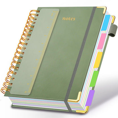 Hardcover Spiral Notebook 8"x10" Journal Notebook with Tabs and Removable Dividers 300 Pages 5 Subject Notebook College Ruled, Faux Leather Spiral Bound Notebook for Women School Work (Blue)