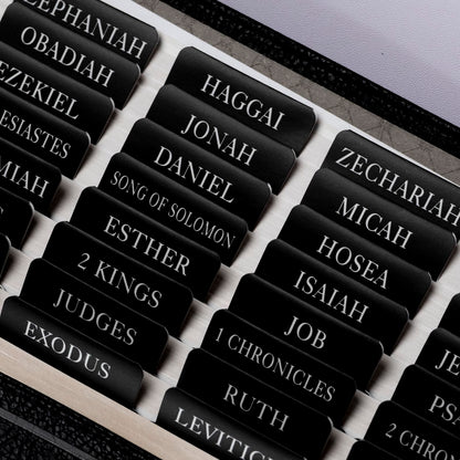 UPAFEXXI-Bible Tabs with Book Summaries, 3D Gold Foil Embossed Lettering