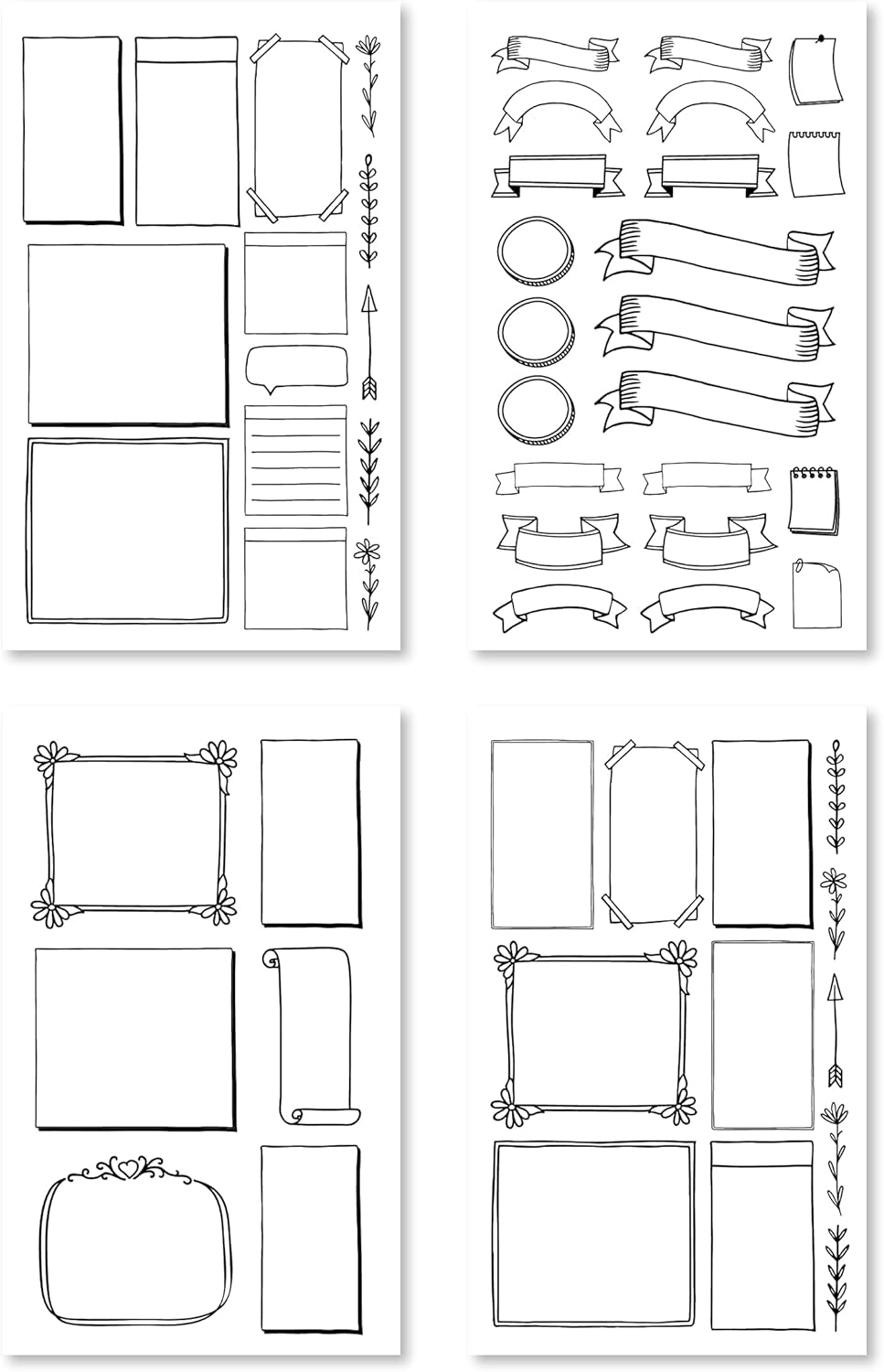 Rongrong Bullet Journal Sticker Book for Planners, Calendars, Journals and Projects – Premium Quality Hand Drawn Perfect for Adding Flair to Your Bullet Journal – Scrapbook Accessories – 24 Pages