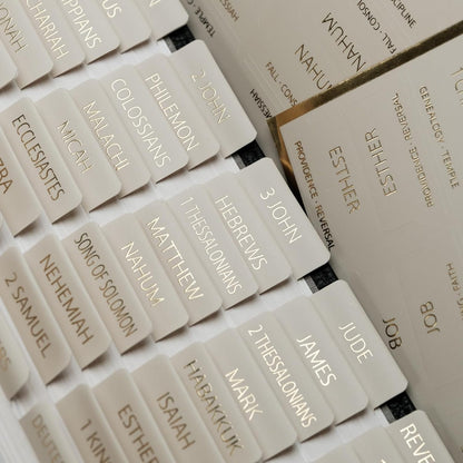 UPAFEXXI-Bible Tabs with Book Summaries, 3D Gold Foil Embossed Lettering